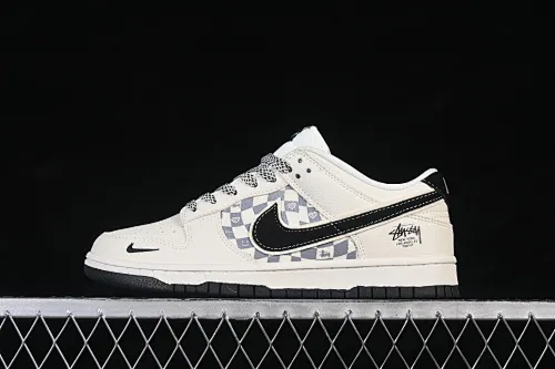 All categories Nk SB Dunk Series Nk SB Dunk Low High-end customized low-top sneakers Nike SB Dunk Low Stusi co-branded white and black double hook heart High-end customized low-top casual skate shoes TX1688-021